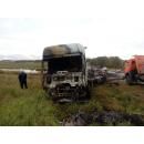 В Искитимском районе сгорела Алтайская фура с 20 тн полиэтилена