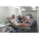 Доноры одной из компаний в мобильном пункте Новосибирского центра крови