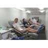 Доноры одной из компаний в мобильном пункте Новосибирского центра крови